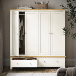 Farro Cream 4 Door Wardrobe With 2 Drawers - By Roseland Furniture - thumbnail 2