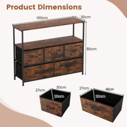 Wide Chest Of Drawers With 5 Drawers Brown - thumbnail 2