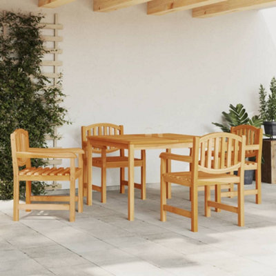 Berkfield 5 Piece Garden Dining Set Solid Wood Teak - image 1