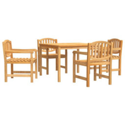 Berkfield 5 Piece Garden Dining Set Solid Wood Teak - thumbnail 2
