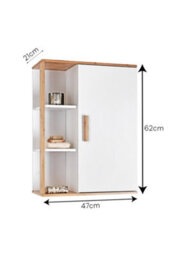 Showerdrape Cassino Matt White & Bamboo Wall Bathroom Cabinet With Display Shelves - thumbnail 2