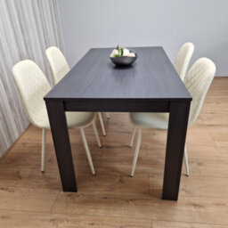 Kosy Koala Dining Table With 4 Cream Stitched Padded Chairs Dark Grey Table Kitchen Dining Table Dining Room Dining Set - thumbnail 3