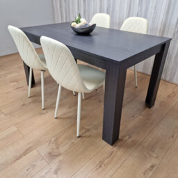 Kosy Koala Dining Table With 4 Cream Stitched Padded Chairs Dark Grey Table Kitchen Dining Table Dining Room Dining Set - thumbnail 6