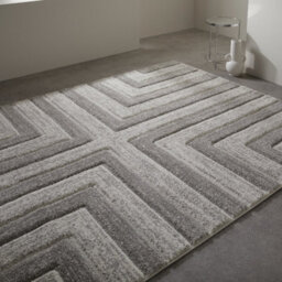 Modern Easy To Clean Grey Geometric Optical 3D Rug For Dining Room-120Cm X 170Cm - thumbnail 1