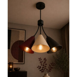 Luminosa Lighting Luminosa Sora Cluster Pendant Ceiling Light Burgundy, Beige, Black 3X E27 - thumbnail 3