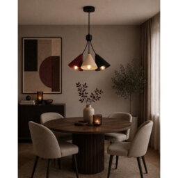 Luminosa Lighting Luminosa Sora Cluster Pendant Ceiling Light Burgundy, Beige, Black 3X E27 - thumbnail 2