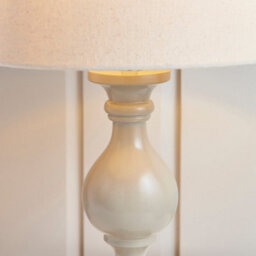 Luminosa Lighting Luminosa Marsham Table Lamp Ivory Linen Effect, Taupe Painted Wood, E14 - thumbnail 3