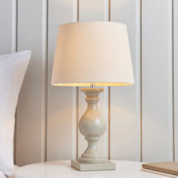 Luminosa Lighting Luminosa Marsham Table Lamp Ivory Linen Effect, Taupe Painted Wood, E14 - thumbnail 2
