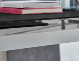 Furniturebox Enna Black Glass Extending Dining Table And 4 White Milan Chairs - thumbnail 5