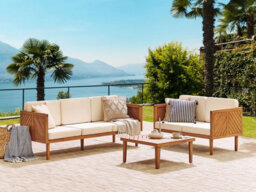 Beliani Garden Lounge Set With Table 5 Seater Baratti Acacia Wood Brown - thumbnail 2