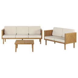 Beliani Garden Lounge Set With Table 5 Seater Baratti Acacia Wood Brown - thumbnail 1
