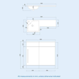 Nes Home Velanal 900mm Left Hand Matt Grey Basin Vanity, Wc Unit & Back To Wall Toilet - thumbnail 5