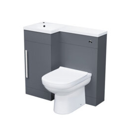 Nes Home Velanal 900mm Left Hand Matt Grey Basin Vanity, Wc Unit & Back To Wall Toilet - thumbnail 2