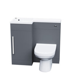 Nes Home Velanal 900mm Left Hand Matt Grey Basin Vanity, Wc Unit & Back To Wall Toilet - thumbnail 3