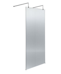 Balterley Shebdon Contemporary Bathroom 8mm Fluted Glass Wetroom Screen With Arms & Feet, 2091 X 770 X 1000mm, Polished Chrome - thumbnail 1