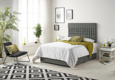 Somnior Beds Somnior Galaxy Linen Grey 5Ft Memory Foam Divan Bed With 4 Drawers, Mattress & Headboard - King - image 1