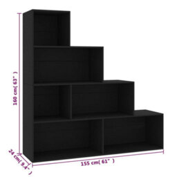 Berkfield Book Cabinet/room Divider Black 155X24X160 Cm Engineered Wood - thumbnail 6