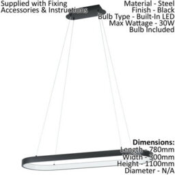 Stylish Black Pendant Ceiling Light With White Shade And Led Bulb - thumbnail 2