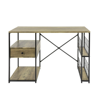 Sobuy Office Desk With Drawer And Shelves 46.5X18.9X29.5 Inch Fwt61-N - Brown - image 1