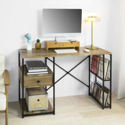 Sobuy Office Desk With Drawer And Shelves 46.5X18.9X29.5 Inch Fwt61-N - Brown - thumbnail 2
