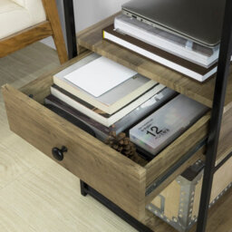 Sobuy Office Desk With Drawer And Shelves 46.5X18.9X29.5 Inch Fwt61-N - Brown - thumbnail 9