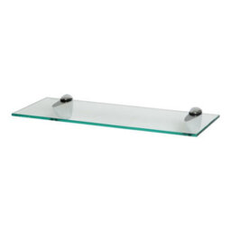 Harbour Housewares Floating Glass Shelf - 50Cm - Silver Brackets - Bathroom Shower Storage Vanity Display Unit Shelf - thumbnail 1