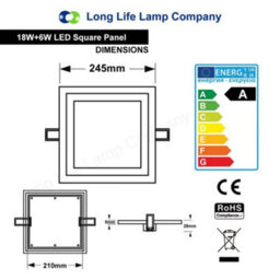 Long Life Lamps Company 18W Recessed Ceiling Led Square Panel Blue - thumbnail 2