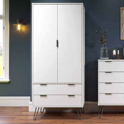 Core Products Augusta Industrial White 2 Door, 2 Drawer Wardrobe H176.0Cm X W76.5Cm X D53.0Cm - image 1