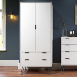 Core Products Augusta Industrial White 2 Door, 2 Drawer Wardrobe H176.0Cm X W76.5Cm X D53.0Cm - thumbnail 1