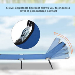 Outsunny Folding Lounge Chair Outdoor Chaise Lounge For Bench Patio Blue - thumbnail 4