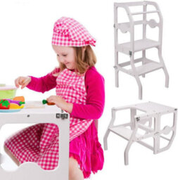 Hygrad Built to Survive Kids Wooden Table And Bench Plus Kitchen Step Stool Learning Tower Safety Rail - thumbnail 2