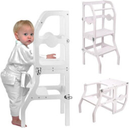 Hygrad Built to Survive Kids Wooden Table And Bench Plus Kitchen Step Stool Learning Tower Safety Rail - thumbnail 1