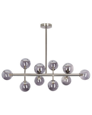 Wyld and Coco Glamora 10-Light Silver Steel And Glass Pendant Light Modern Ceiling Lamp, W90 X D34 X H68 Cm - image 1