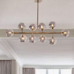 Wyld and Coco Glamora 10-Light Silver Steel And Glass Pendant Light Modern Ceiling Lamp, W90 X D34 X H68 Cm - thumbnail 2