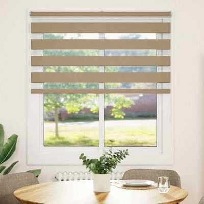Berkfield Modern Zebra Blind Sand Brown 135X100 Cm Fabric Width 130.9 Cm Polyester - image 1
