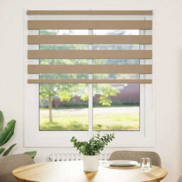 Berkfield Modern Zebra Blind Sand Brown 135X100 Cm Fabric Width 130.9 Cm Polyester - thumbnail 1