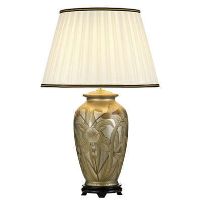 Elegant Ivory Table Lamp With Black And Gold Shade - Led E27 60W Bulb - image 1