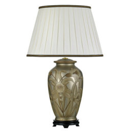 Elegant Ivory Table Lamp With Black And Gold Shade - Led E27 60W Bulb - thumbnail 2