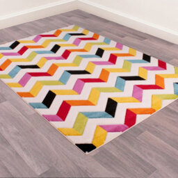 Coral Multicoloured Easy To Clean Geometric Hand Made Modern Dining Room Rug -80Cm X 150Cm - thumbnail 2