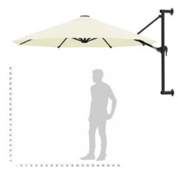 Walplus Wall-Mounted Garden Parasol With Metal Pole 300 Cm Sand - thumbnail 9