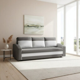 Orion A Compact Upholstered Sofa Bed With Storage Pull Out Guest Bed In Dark Grey And Cream - thumbnail 1