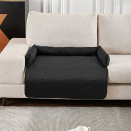 Thehotsale 75X75Cm Waterproof Pet Bed Furniture Protector Mat Dog Sofa Cover With Pillow, Black - thumbnail 2