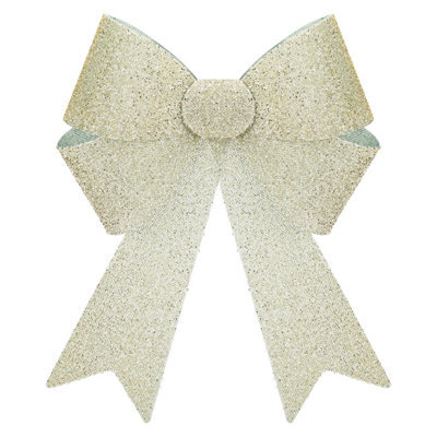 Tinsel Bow Christmas Decoration X 1 22Cm X 32Cm X 7Cm Champagne - image 1