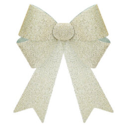 Tinsel Bow Christmas Decoration X 1 22Cm X 32Cm X 7Cm Champagne - thumbnail 1