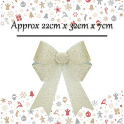 Tinsel Bow Christmas Decoration X 1 22Cm X 32Cm X 7Cm Champagne - thumbnail 2