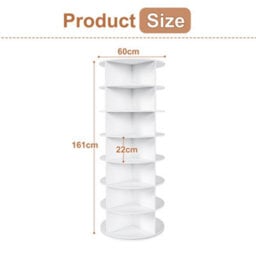 Abrihome 7-Tier Rotating Shoe Rack Tower, Spinning Storage Organiser, Holds 28 Pairs, White - thumbnail 6