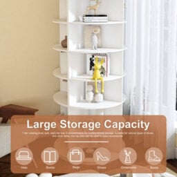 Abrihome 7-Tier Rotating Shoe Rack Tower, Spinning Storage Organiser, Holds 28 Pairs, White - thumbnail 4