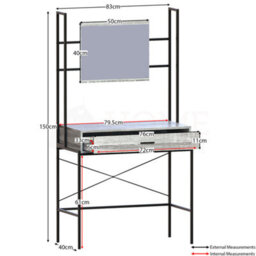 Lassic Vida Designs Brooklyn Grey 1 Drawer Bedroom Dressing Table - thumbnail 2