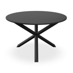 More4Homes Malvern Round Dining Table And Chairs -  Black Table Top W Solid Oak Black Legs + Monza Faux Leather Dining Chair Set Of 6 (Beige) - thumbnail 3
