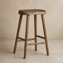 Where Saints Go Ltd Shaker Counter Stool, Weathered Elm Solid Wood, Backless Shaped Seat, 66Cm By Where Saints Go - thumbnail 2